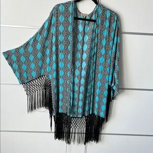 Super Fun Turquoise and Black Patterned Topper!